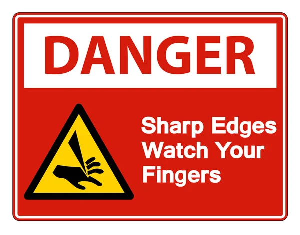 Gefahr scharfe Kanten beobachten Sie Ihre Finger Symbol isolieren auf weißem Hintergrund, Vektorillustration — Stockvektor