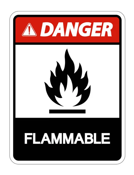 Signe de symbole inflammable de danger isoler sur fond blanc, illustration vectorielle — Image vectorielle
