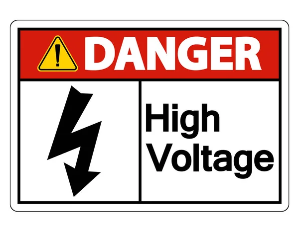 Danger signe de haute tension sur fond blanc isoler sur fond blanc, Illustration vectorielle — Image vectorielle