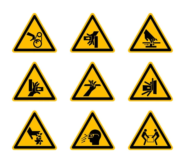 Triangular Warning Hazard Symbols labels Isolate On White Background,Vector Illustration — Stock Vector