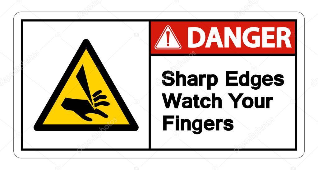 Danger Sharp Edges Watch Your Fingers Symbol Isolate On White Background,Vector Illustration