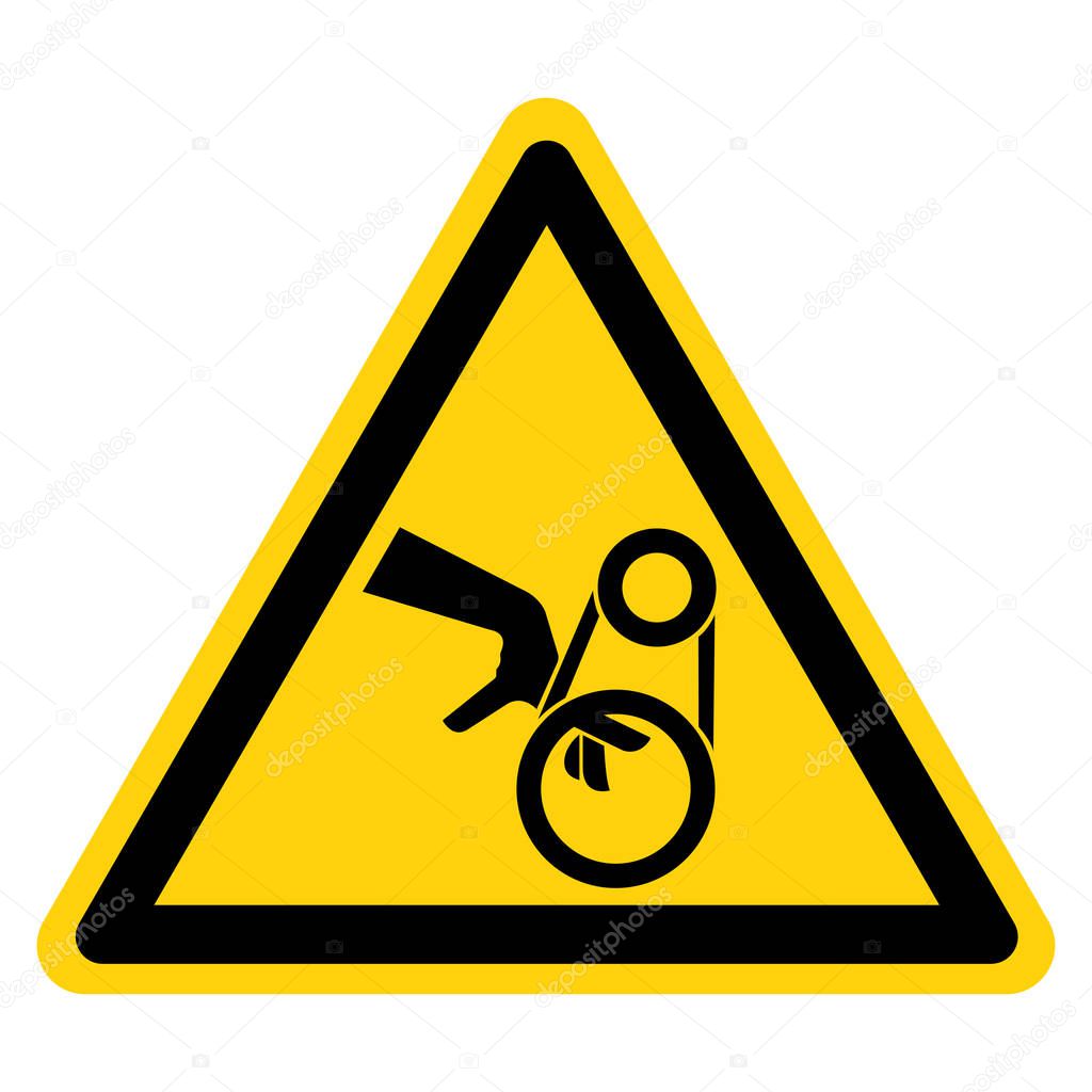 Hand Entanglement Belt Drive Symbol Sign Isolate On White Background,Vector Illustration
