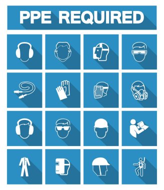 Gerekli Kişisel Koruyucu Ekipman (PPE) Sembol, Güvenlik Simgesi