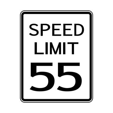 USA Road Traffic Transportation Sign: Speed Limit 55 On White Background,Vector Illustration clipart