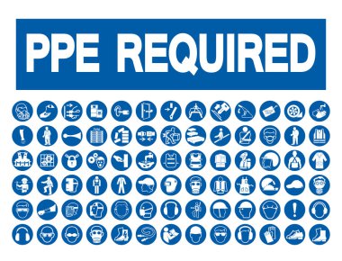 Gerekli Kişisel Koruyucu Ekipman (PPE) Sembol, Güvenlik Simgesi
