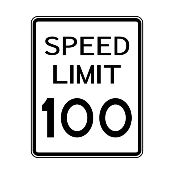 USA Road Traffic Transportation Sign: Speed Limit 100 On White Background,Vector Illustration — Stock Vector