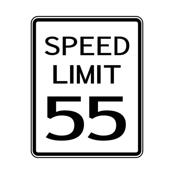USA Road Traffic Transportation Sign: Speed Limit 55 On White Background,Vector Illustration