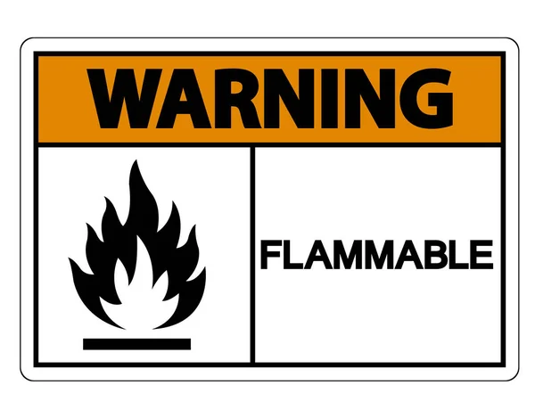 Señal de símbolo inflamable de advertencia sobre fondo blanco, ilustración vectorial — Vector de stock