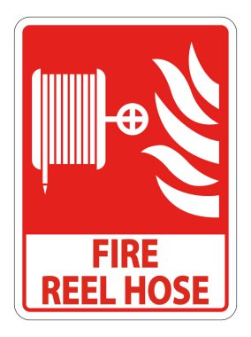 Yangın reel hortum Işareti beyaz arka plan, vektör illüstrasyon