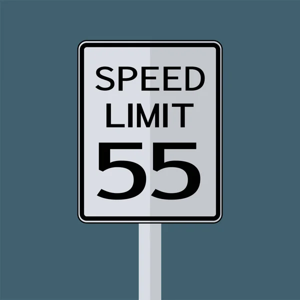 USA Road Traffic Transportation Sign: Speed Limit 55 On White Background,Vector Illustration — Stock Vector