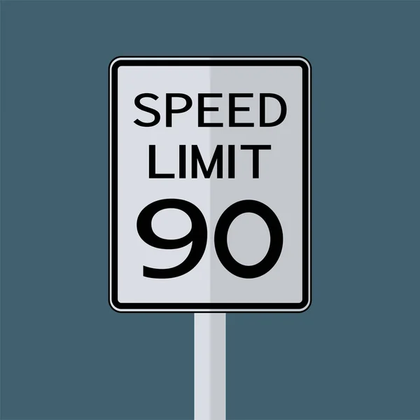 USA Road Traffic Transportation Sign: Speed Limit 90 On White Background,Vector Illustration — Stock Vector