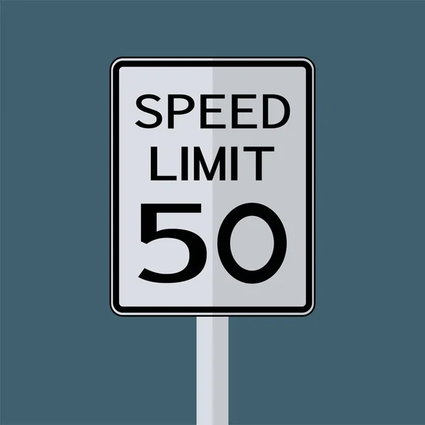 USA Road Traffic Transportation Sign: Speed Limit 50 On White Background,Vector Illustration — Stock Vector