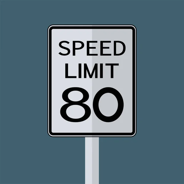 USA Road Traffic Transportation Sign: Speed Limit 80 On White Background,Vector Illustration — Stock Vector