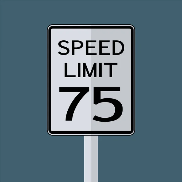 USA Road Traffic Transportation Sign: Speed Limit 75 On White Background,Vector Illustration — Stock Vector