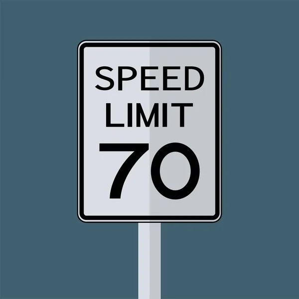 USA Road Traffic Transportation Sign: Speed Limit 70 On White Background,Vector Illustration — Stock Vector