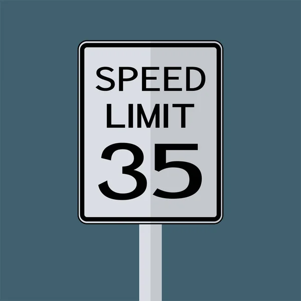 Señal de transporte por carretera de EE. UU.: Límite de velocidad 35 sobre fondo blanco, ilustración vectorial — Vector de stock