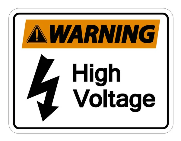 警告高電圧標識は、白の背景に分離、ベクトルイラスト — ストックベクタ