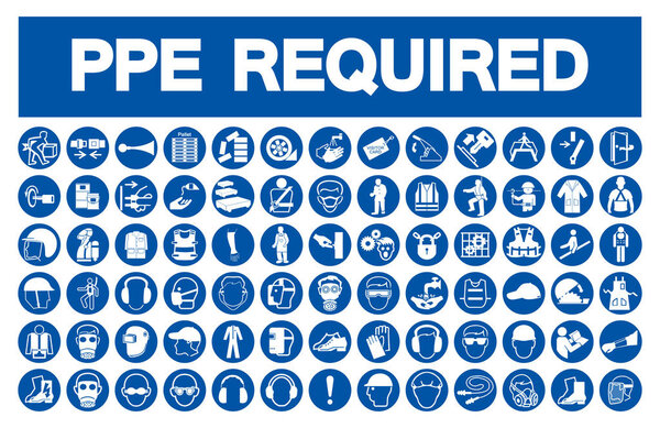 Required Personal Protective Equipment (PPE) Symbol,Safety Icon,Vector Illustration