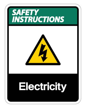 Güvenlik talimatları elektrik sembol Işareti Izole beyaz arka plan, vektör Illustration