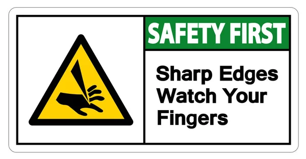Safety first Sharp Edges Watch Your Fingers Symbol Sign Isolate On White Background,Vector Illustration — Stock Vector