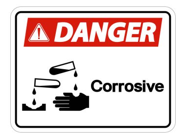 Tehlike Aşındırıcı Sembol İşareti Beyaz Arka Planda İzole,Vektör Çizimi