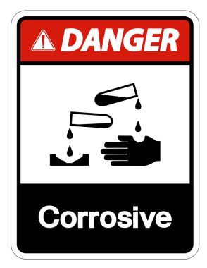 Tehlike Aşındırıcı Sembol İşareti Beyaz Arka Planda İzole,Vektör Çizimi