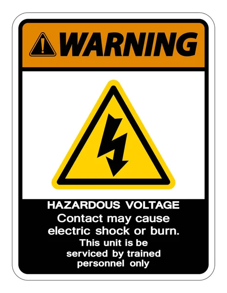 Предупреждение Опасное напряжение Контакт может вызвать электрический шок или ожог знак изоляции на белом фоне, векторная иллюстрация — стоковый вектор