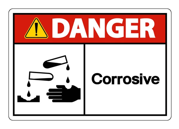 Danger Corrosive Symbol Sign Isolate On White Background,Vector Illustration — Stock Vector