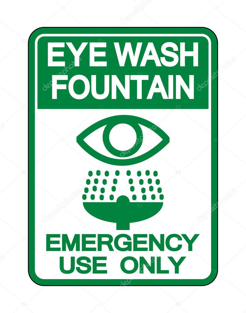 Eye Wash Fountain Sign Isolate On White Background,Vector Illustration 