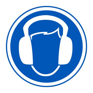 Sembol Kulaklık Giyme İşareti Beyaz Arkaplanda İzolasyon, Vektör İllüstrasyonu EPS.10 