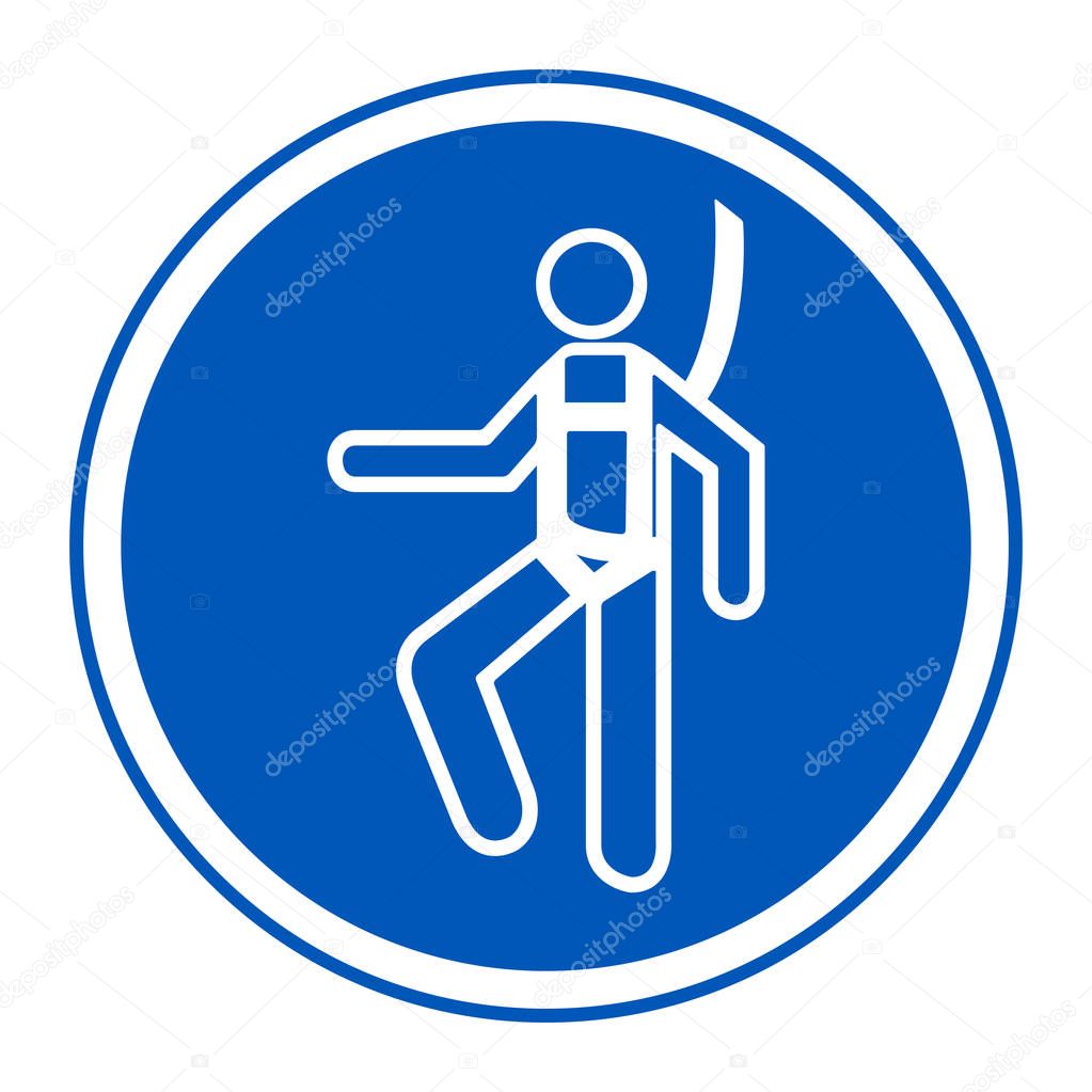 Symbol Wear Safety Harness Sign  Isolate On White Background,Vector Illustration EPS.10 