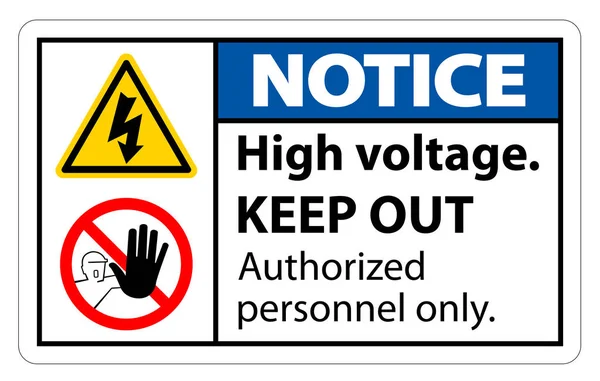 Notice High Voltage Keep Out Sign Isolate On White Background,Vector Illustration EPS.10 — Stock Vector