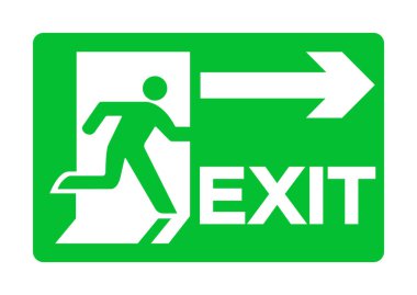 Beyaz Arka Plan Üzerine Çıkış Acil Yeşil İşaret İzole,Vektör İllüstrasyon Eps.10