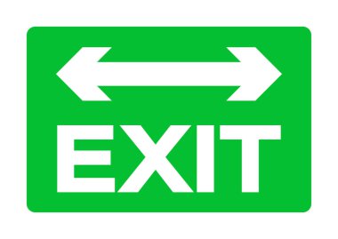 Beyaz Arka Plan Üzerine Çıkış Acil Yeşil İşaret İzole,Vektör İllüstrasyon Eps.10