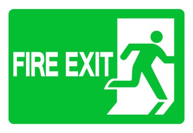 Yangın Çıkış Acil Yeşil İşaret Beyaz Arka Plan, Vektör İllüstrasyon Eps.10 Üzerinde Izole 