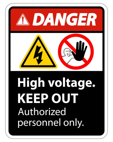 Gevaar hoogspanning Keep out teken isoleren op witte achtergrond, vector illustratie EPS. 10 — Stockvector