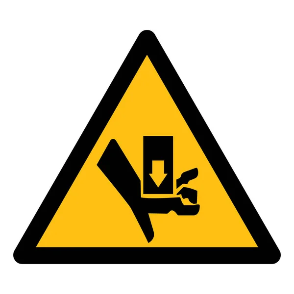 Aislamiento de la señal de símbolo de aplastamiento y corte de la parte móvil de advertencia sobre fondo blanco, ilustración vectorial EPS.10 — Vector de stock