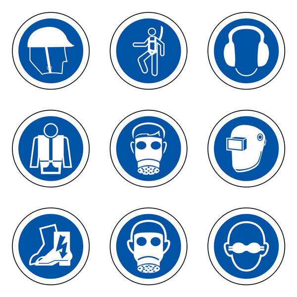 Required Personal Protective Equipment (PPE) Symbol,Safety Icon Isolate On White Background,Vector Illustration EPS.10