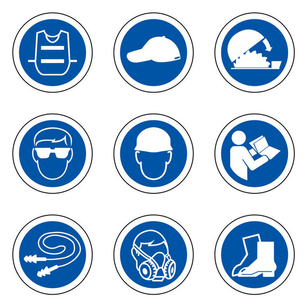 Required Personal Protective Equipment (PPE) Symbol,Safety Icon Isolate On White Background,Vector Illustration EPS.10