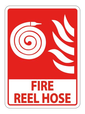 Yangın Makara Hortumu İşareti Beyaz Arka Plan Üzerine İzole,Vektör İllüstrasyon Eps.10 