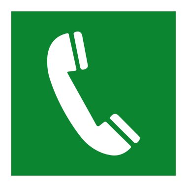 Acil Telefon Yeşil Sembol İşareti Beyaz Arka Plan Üzerinde İzole,Vektör İllüstrasyon Eps.10 