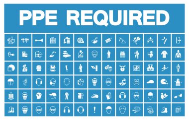 Gerekli Kişisel Koruyucu Donanım (Ppe) Sembol, Güvenlik Simgesi Beyaz Arka Plan, Vektör İllüstrasyon Eps.10