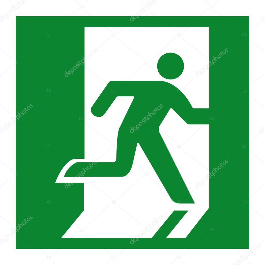 Emergency Exit Green Sign Isolate On White Background,Vector Illustration EPS.10 