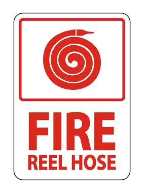 Yangın Makara Hortumu İşareti Beyaz Arka Plan Üzerine İzole,Vektör İllüstrasyon Eps.10