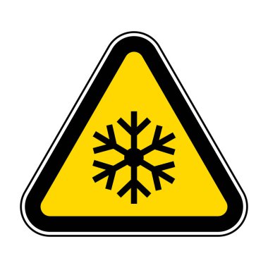 Kar Tanesi sembollü üçgen uyarı işareti Beyaz Arkaplanda İzole EPS.10 Vektör Resimleri 