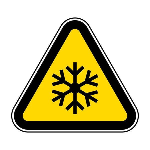 Dreieck-Warnschild mit Schneeflockensymbol Isolieren auf weißem Hintergrund, Vector Illustration EPS.10 — Stockvektor