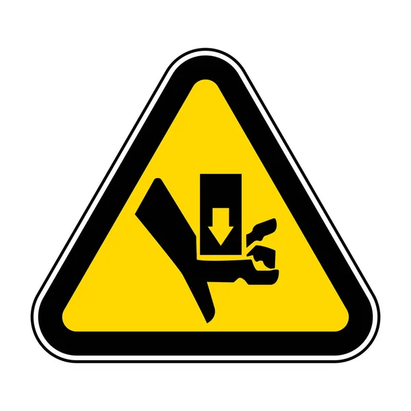 Aislamiento de la señal de símbolo de aplastamiento y corte de la parte móvil de advertencia sobre fondo blanco, ilustración vectorial EPS.10 — Vector de stock