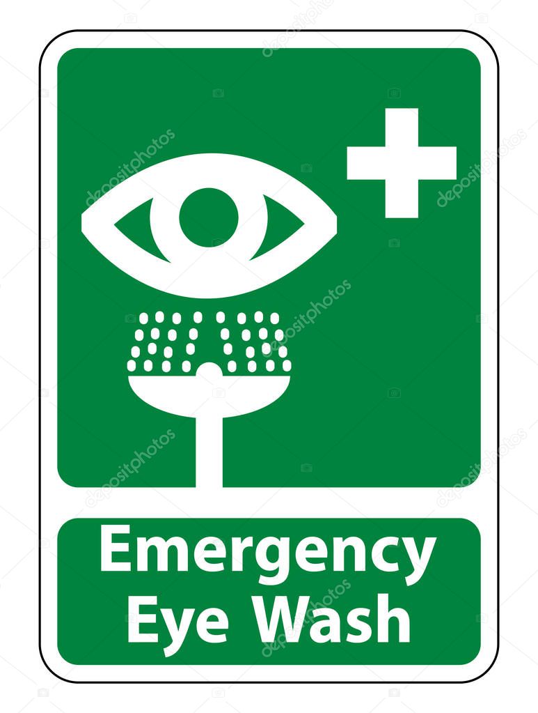 Emergency Eye Wash Sign Isolate On White Background,Vector Illustration 