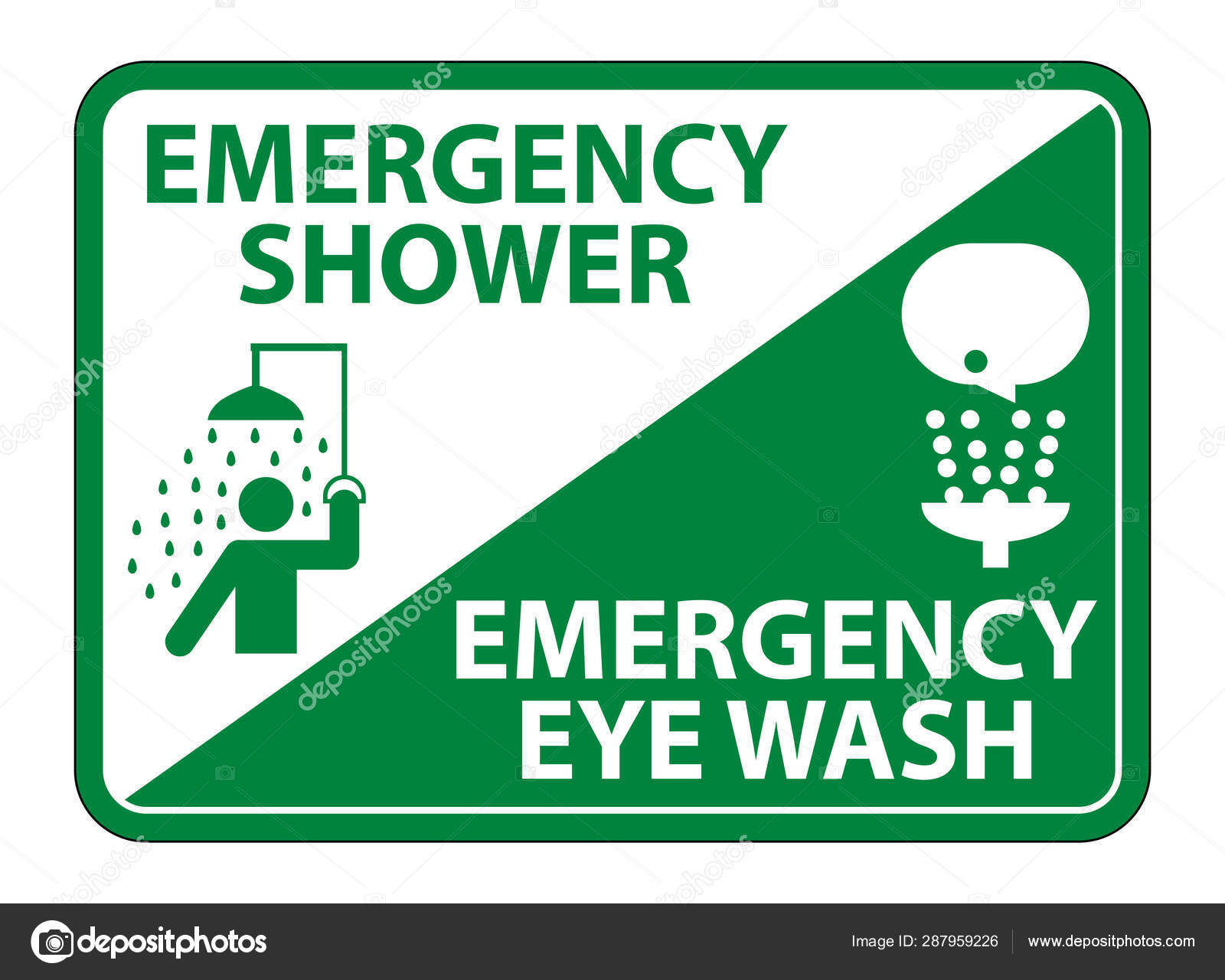 Emergency shower eye wash symbol sign isolate on white background