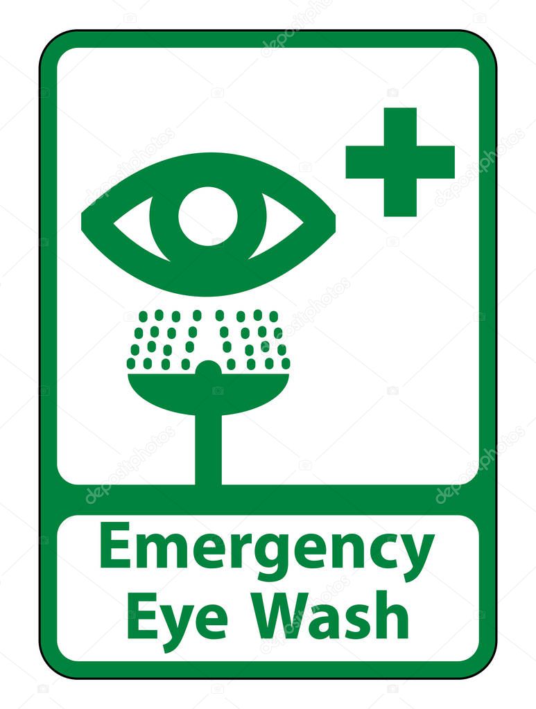 Emergency Eye Wash Sign Isolate On White Background,Vector Illustration 